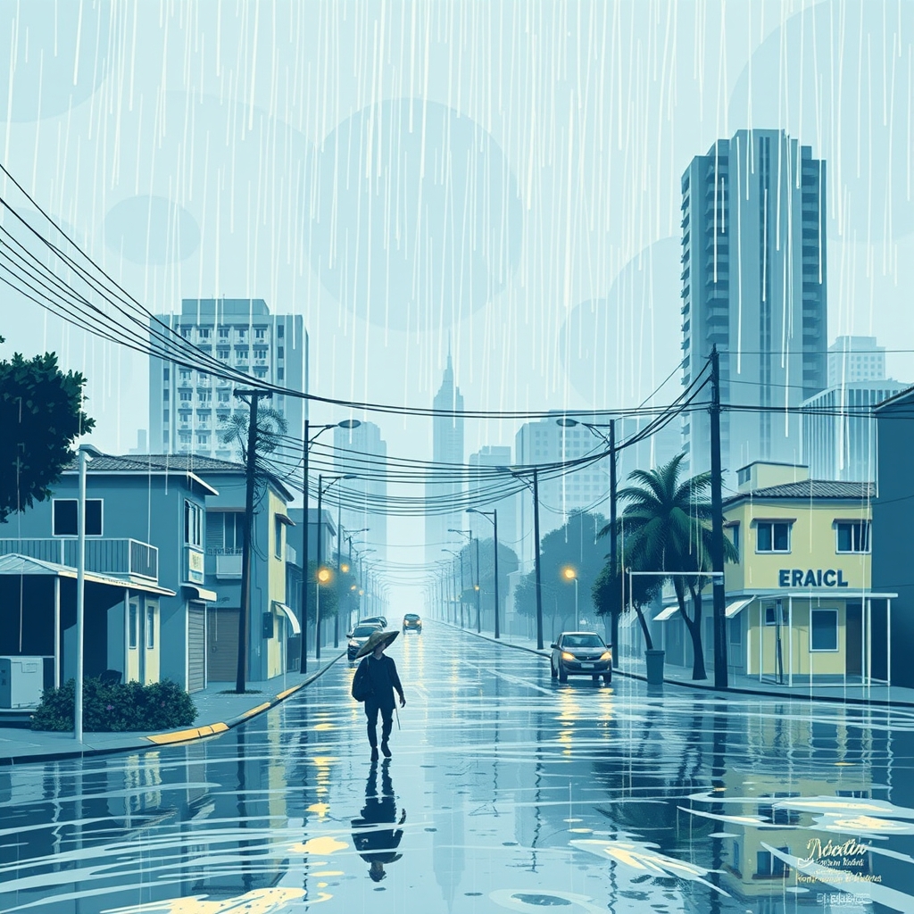 Ilustração editorial relacionada à matéria “Chuva destrutiva atinge interior de São Paulo, deixando famílias desalojadas”