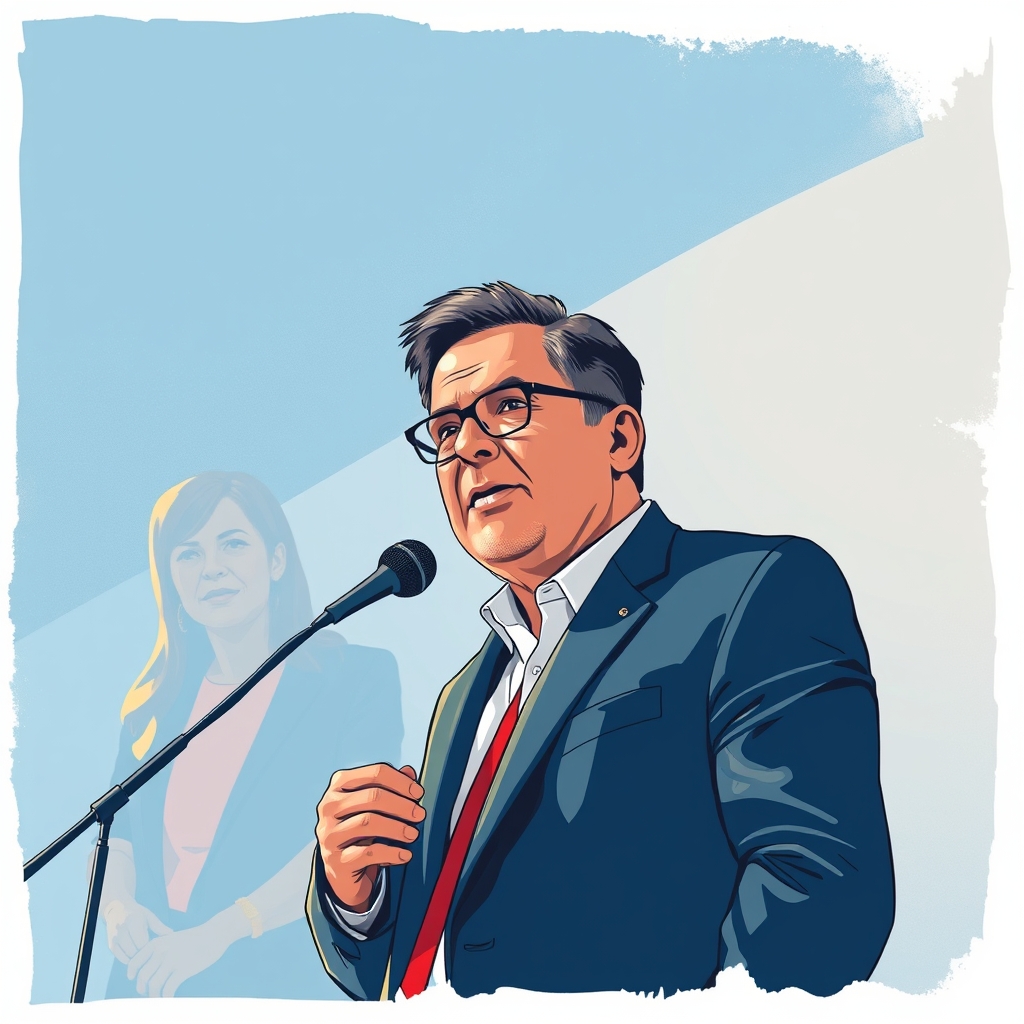 Ilustração editorial relacionada à matéria “Romeu Zema faz campanha na Baixada Fluminense e discute propostas sobre emprego e renda”