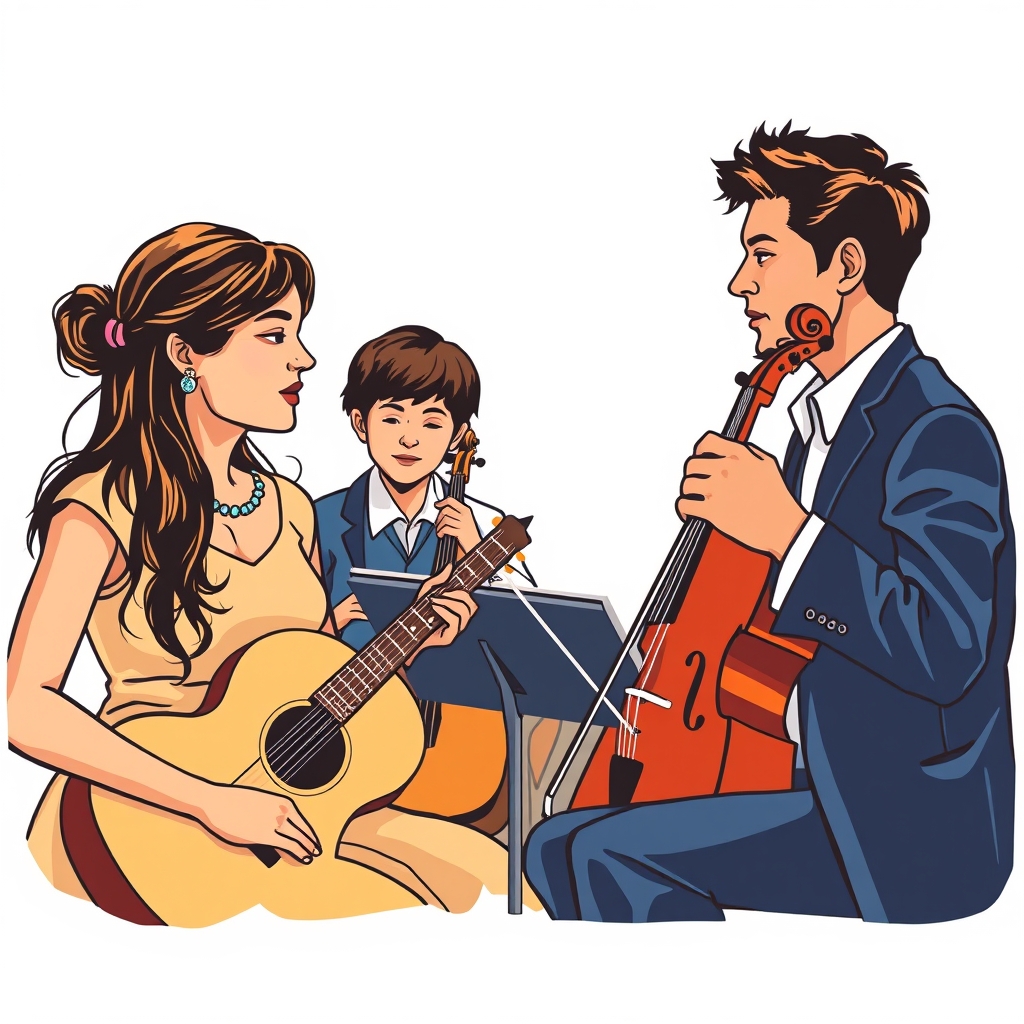 Ilustração editorial relacionada à matéria “Parceria entre Fundações de Cultura e Sopro Novo promove Educação Musical em Rio das Ostras”