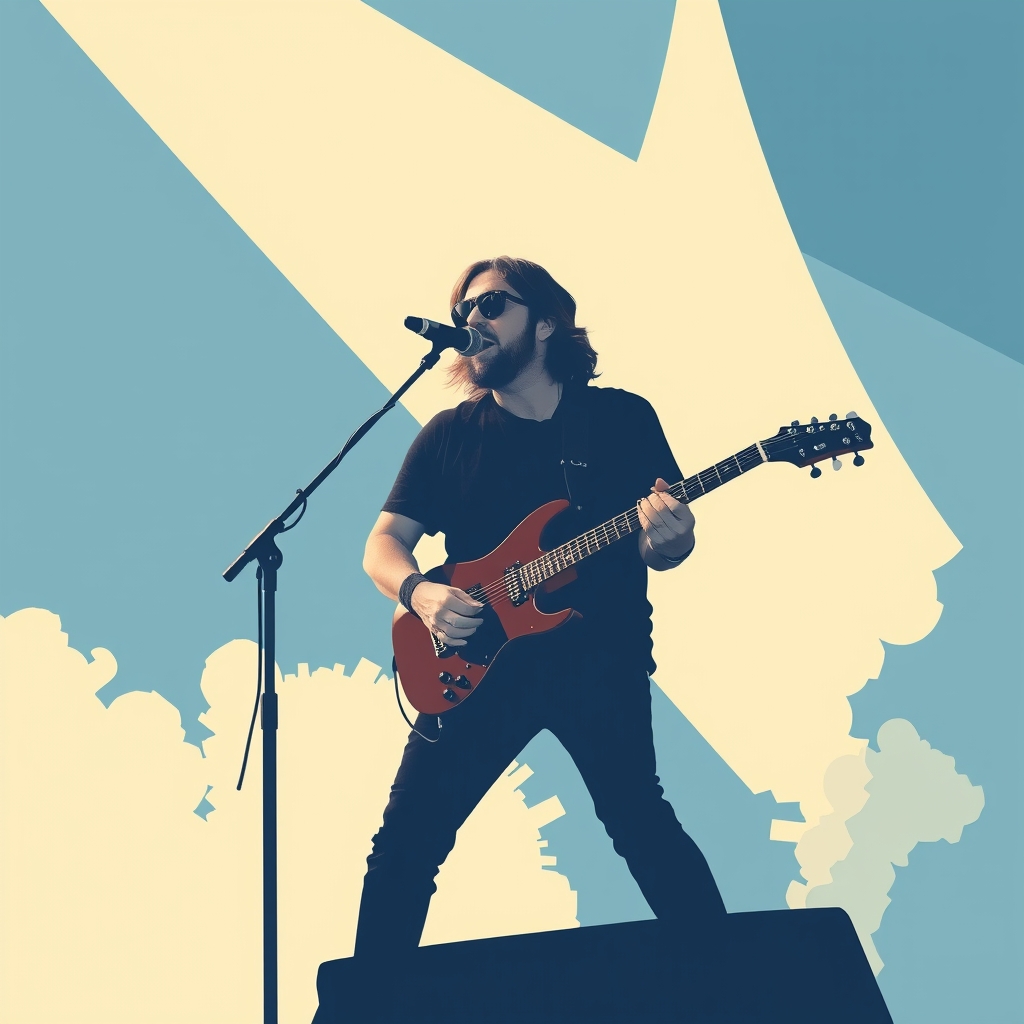 Ilustração editorial relacionada à matéria “Dave Grohl e Foo Fighters no Rock in Rio: expectativas e detalhes do show”