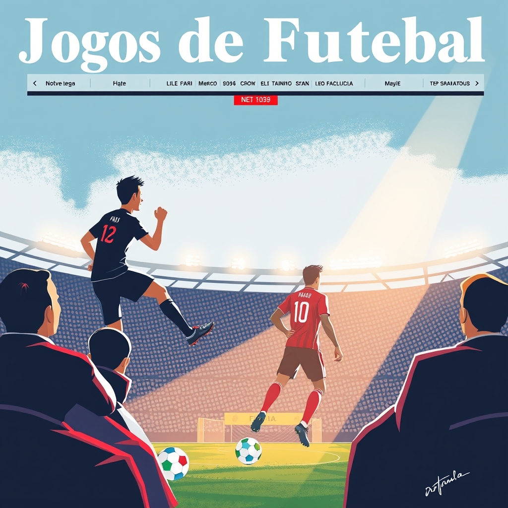 Ilustração editorial relacionada à matéria “Jogos de Futebol: Lille x PSG e Milan x Venezia em Campo”