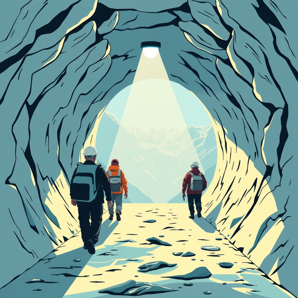 Ilustração editorial relacionada à matéria “Desaparecidos no Nepal: Buscas em túnel de hidrelétrica após enchente”